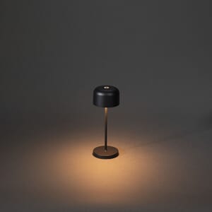 Lille mini bordlampe sort oppladbar
