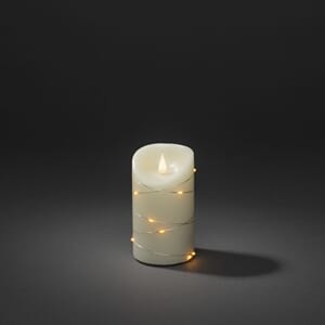 Creme vokslys 13,5 cm x 7,5 cm 13 amber LED og 3D flamme