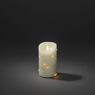 Creme vokslys 13,5 cm x 7,5 cm 13 amber LED og 3D flamme
