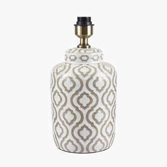 CELIA TAUPE AND WHITE PATTERN TABLE LAMP