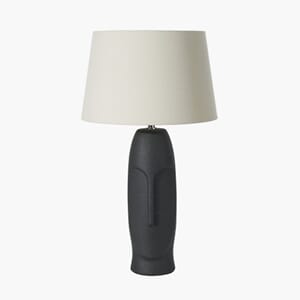 RUSHMORE BLACK TEXTURED CERAMIC TABLE LAMP WITH FACE DETAIL