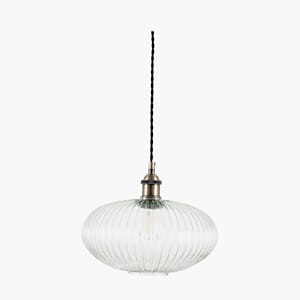 ABIGAIL CLEAR RIBBED GLASS OVAL PENDANT