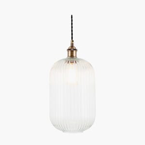 ABIGAIL CLEAR RIBBED GLASS TALL PENDANT