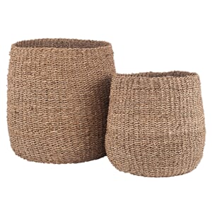 S/2 WOVEN NATURAL SEAGRASS TAPERED BASKETS