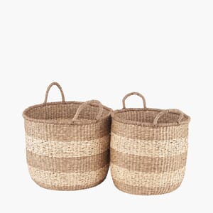 NATURAL SEAGRASS S/2 HANDLED BASKETS