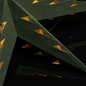 Pappstjerne 60 cm grønn fløyel gull innside