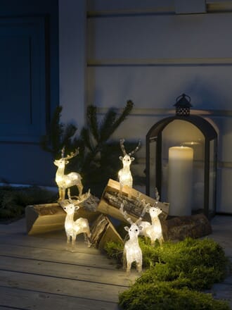 5 reinsdyr med 40 varmhvite LED