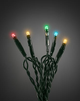 Minilys 20 LED grønn kabel farget