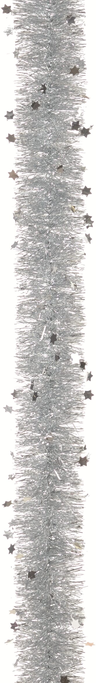 200cm x 10cm tinsel stjerne sølv
