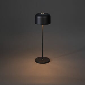 Lille bordlampe 36 cm sort oppladbar
