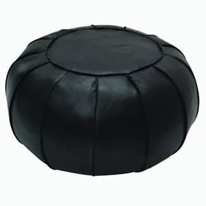GIONA STEEL GREAYL LEATHER ROUND POUFF