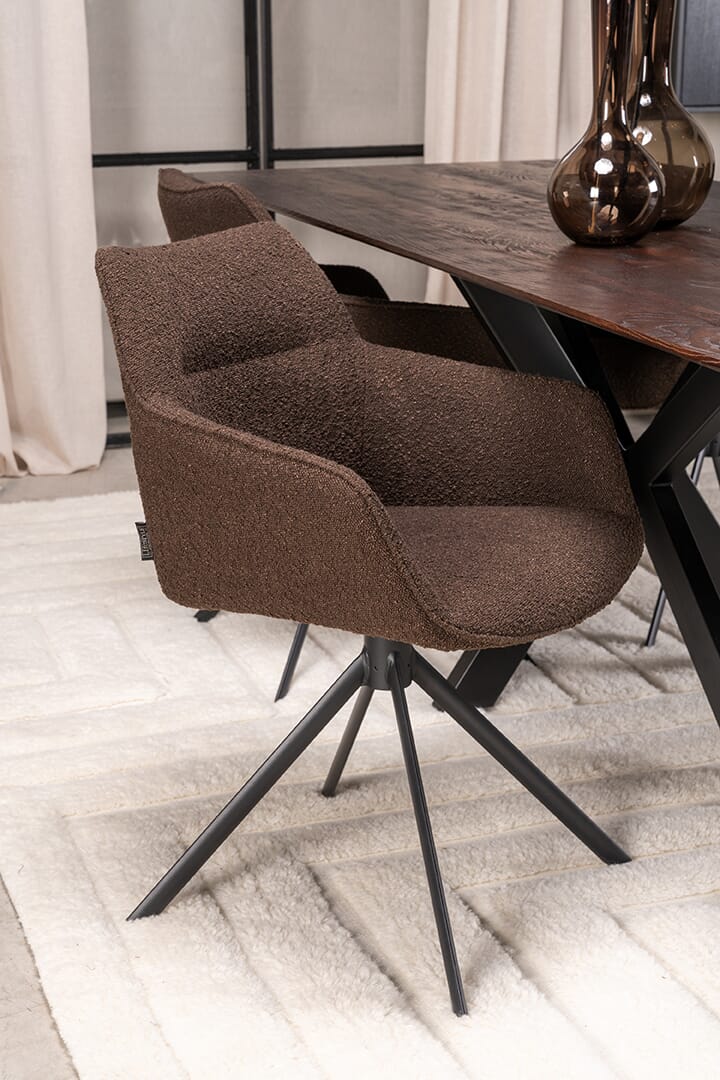 JOHNSON ROTATING DINING CHAIR BOUCLE BROWN - Trend Collection AS